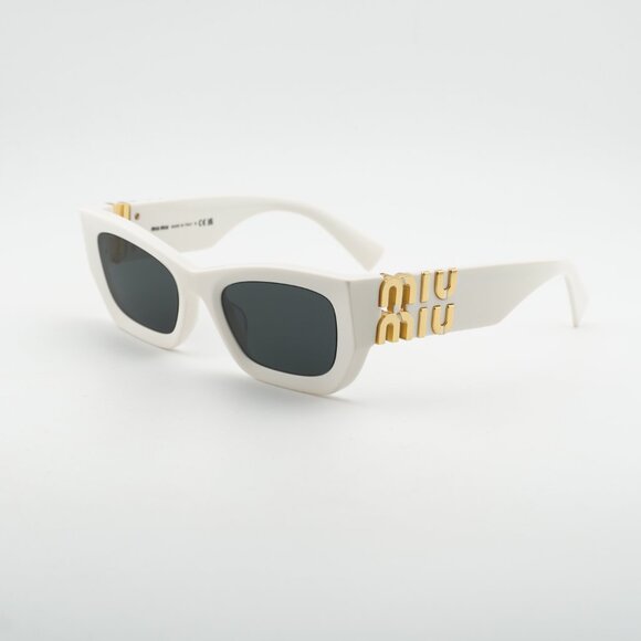 Miu Miu MU09WS 1425S0 Sunglasses White Cat Eye Frame, Dark Grey Lenses main image 10
